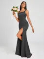 Sheath Square Floor-Length Silk Like Satin Bridesmaid Dress