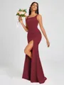 Sheath Square Floor-Length Silk Like Satin Bridesmaid Dress