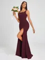 Sheath Square Floor-Length Silk Like Satin Bridesmaid Dress