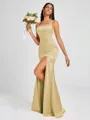 Sheath Square Floor-Length Silk Like Satin Bridesmaid Dress