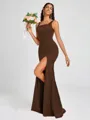 Sheath Square Floor-Length Silk Like Satin Bridesmaid Dress