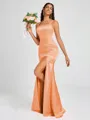 Sheath Square Floor-Length Silk Like Satin Bridesmaid Dress
