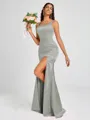 Sheath Square Floor-Length Silk Like Satin Bridesmaid Dress