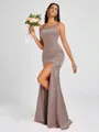 Sheath Square Floor-Length Silk Like Satin Bridesmaid Dress