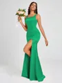 Sheath Square Floor-Length Silk Like Satin Bridesmaid Dress