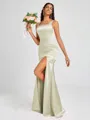 Sheath Square Floor-Length Silk Like Satin Bridesmaid Dress