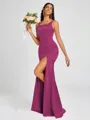 Sheath Square Floor-Length Silk Like Satin Bridesmaid Dress