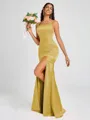 Sheath Square Floor-Length Silk Like Satin Bridesmaid Dress