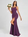 Sheath Square Floor-Length Silk Like Satin Bridesmaid Dress