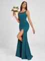Sheath Square Floor-Length Silk Like Satin Bridesmaid Dress