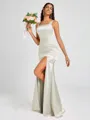 Sheath Square Floor-Length Silk Like Satin Bridesmaid Dress