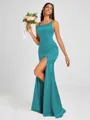 Sheath Square Floor-Length Silk Like Satin Bridesmaid Dress