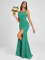 Sheath Square Floor-Length Silk Like Satin Bridesmaid Dress