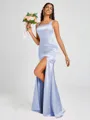 Sheath Square Floor-Length Silk Like Satin Bridesmaid Dress