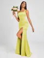 Sheath Square Floor-Length Silk Like Satin Bridesmaid Dress