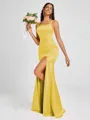 Sheath Square Floor-Length Silk Like Satin Bridesmaid Dress
