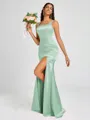 Sheath Square Floor-Length Silk Like Satin Bridesmaid Dress