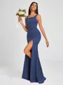 Sheath Square Floor-Length Silk Like Satin Bridesmaid Dress