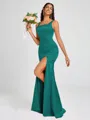 Sheath Square Floor-Length Silk Like Satin Bridesmaid Dress