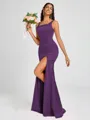 Sheath Square Floor-Length Silk Like Satin Bridesmaid Dress
