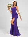 Sheath Square Floor-Length Silk Like Satin Bridesmaid Dress