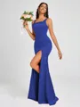 Sheath Square Floor-Length Silk Like Satin Bridesmaid Dress