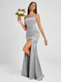 Sheath Square Floor-Length Silk Like Satin Bridesmaid Dress