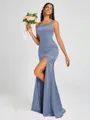Sheath Square Floor-Length Silk Like Satin Bridesmaid Dress