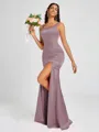 Sheath Square Floor-Length Silk Like Satin Bridesmaid Dress