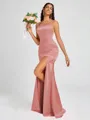 Sheath Square Floor-Length Silk Like Satin Bridesmaid Dress