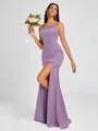 Sheath Square Floor-Length Silk Like Satin Bridesmaid Dress