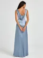 Sheath Scoop Pleated Floor-Length Silk Like Satin Bridesmaid Dress