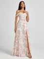 A-line Off-the-Shoulder Pleated Floor-Length Bridesmaid Dress