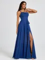 A-line Spaghetti Straps Sash/Ribbon/Belt Floor-Length Chiffon Bridesmaid Dress