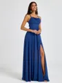 A-line Spaghetti Straps Sash/Ribbon/Belt Floor-Length Chiffon Bridesmaid Dress