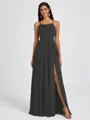 A-line Spaghetti Straps Sash/Ribbon/Belt Floor-Length Chiffon Bridesmaid Dress