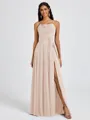 A-line Spaghetti Straps Sash/Ribbon/Belt Floor-Length Chiffon Bridesmaid Dress