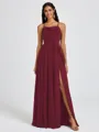 A-line Spaghetti Straps Sash/Ribbon/Belt Floor-Length Chiffon Bridesmaid Dress
