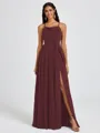 A-line Spaghetti Straps Sash/Ribbon/Belt Floor-Length Chiffon Bridesmaid Dress