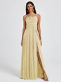 A-line Spaghetti Straps Sash/Ribbon/Belt Floor-Length Chiffon Bridesmaid Dress