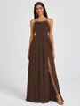 A-line Spaghetti Straps Sash/Ribbon/Belt Floor-Length Chiffon Bridesmaid Dress
