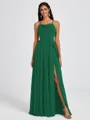 A-line Spaghetti Straps Sash/Ribbon/Belt Floor-Length Chiffon Bridesmaid Dress