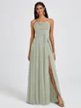 A-line Spaghetti Straps Sash/Ribbon/Belt Floor-Length Chiffon Bridesmaid Dress