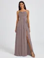 A-line Spaghetti Straps Sash/Ribbon/Belt Floor-Length Chiffon Bridesmaid Dress