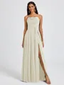 A-line Spaghetti Straps Sash/Ribbon/Belt Floor-Length Chiffon Bridesmaid Dress