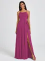 A-line Spaghetti Straps Sash/Ribbon/Belt Floor-Length Chiffon Bridesmaid Dress