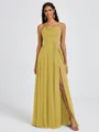 A-line Spaghetti Straps Sash/Ribbon/Belt Floor-Length Chiffon Bridesmaid Dress