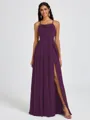 A-line Spaghetti Straps Sash/Ribbon/Belt Floor-Length Chiffon Bridesmaid Dress
