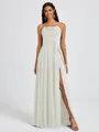 A-line Spaghetti Straps Sash/Ribbon/Belt Floor-Length Chiffon Bridesmaid Dress