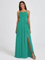 A-line Spaghetti Straps Sash/Ribbon/Belt Floor-Length Chiffon Bridesmaid Dress